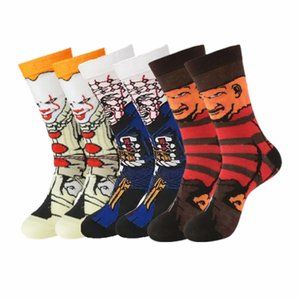 1980s Horror Movie Sock Pack of 3 - Freddy Krueger, Pinhead, & Pennywise